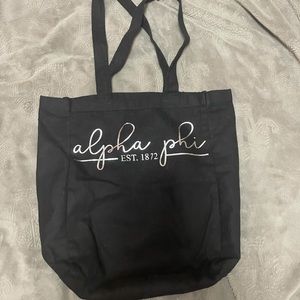 Black alpha phi tote bag